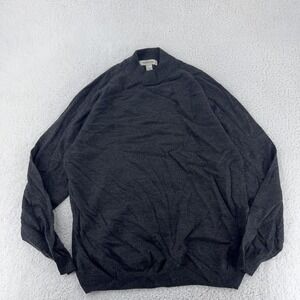 Pronto Uomo Knit Sweater Mens Large 100%‎ Merino Wool Pullover Charcoal Gray